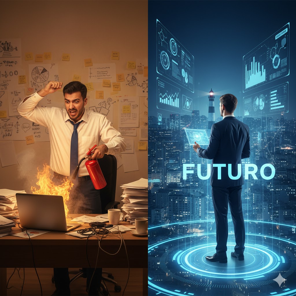 Você está gerenciando ou liderando? Por que “apagar incêndios” está matando sua carreira estratégica.